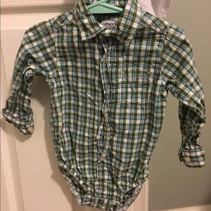 Plaid button up onesie